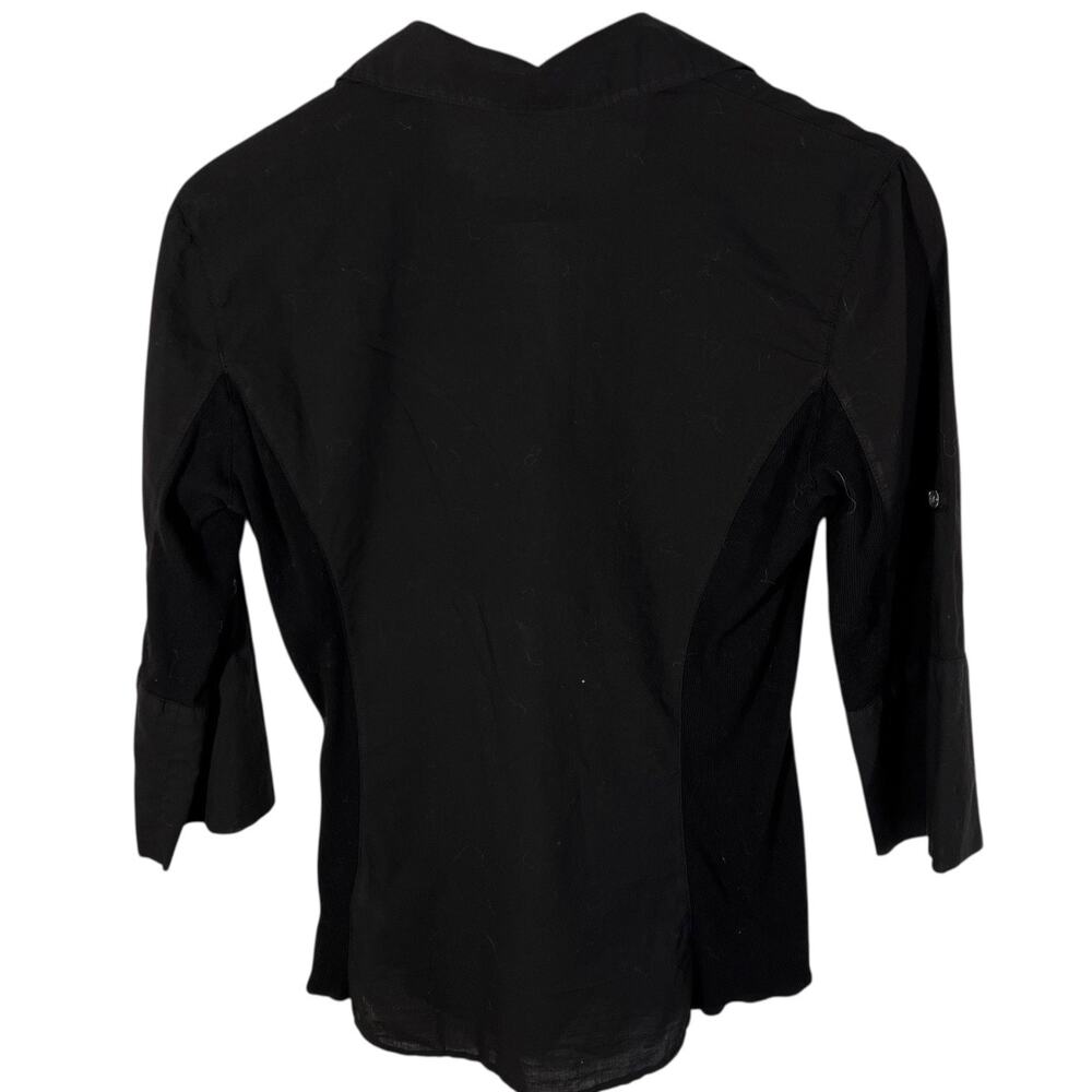James Perse Black Button Front Shirt Stretch Pocket Long Sleeve Size L - Picture 3 of 11